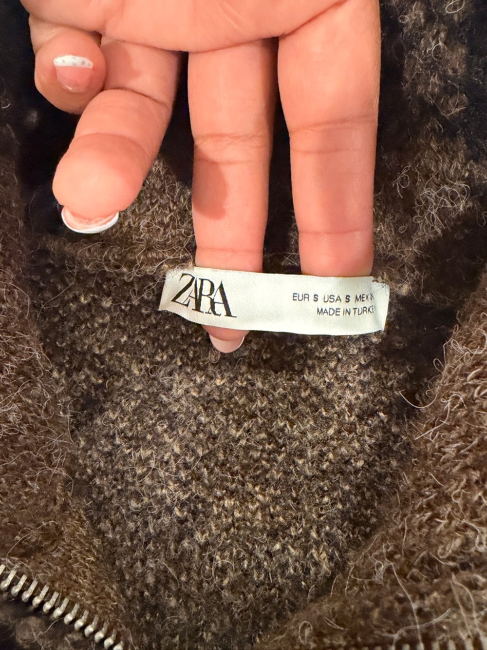 Zara Brown Plaid Knit Bomber 2-Way FULL Zip-Up Jacket - Picture 7 of 8